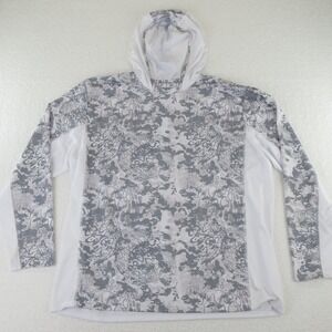 Huk Fishing Long Sleeve Hoodie Shirt Mens XXL White Gray Camo